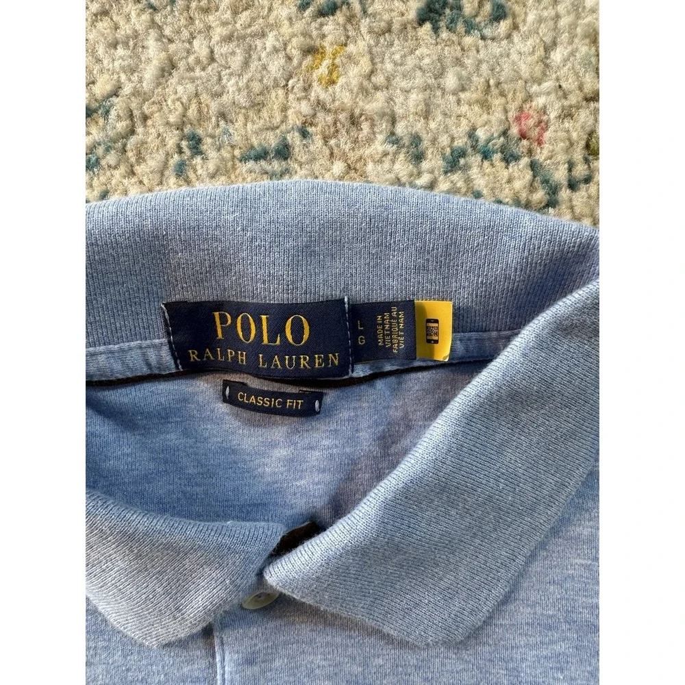 Polo Ralph Lauren Heather Blue Long Sleeve Polo Shirt Large Classic Fit